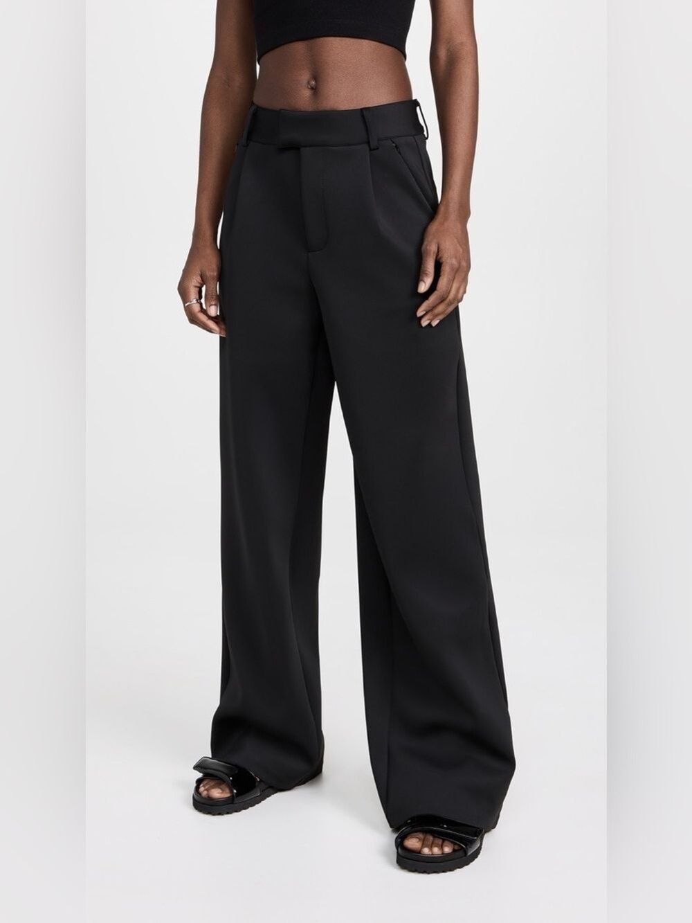 Good American Scuba Pleated Trousers in Black Size 4/27